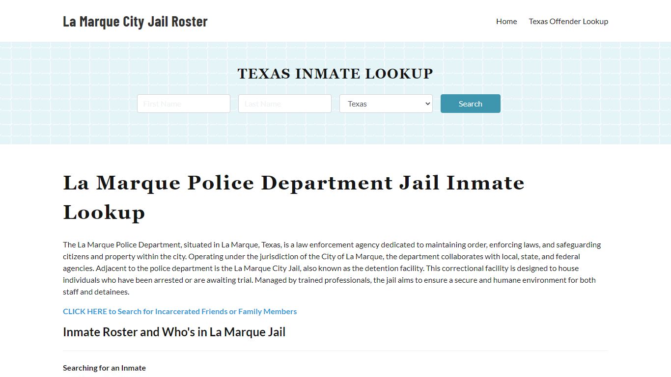 La Marque Police Department & City Jail, TX Inmate Roster, Arrests ...